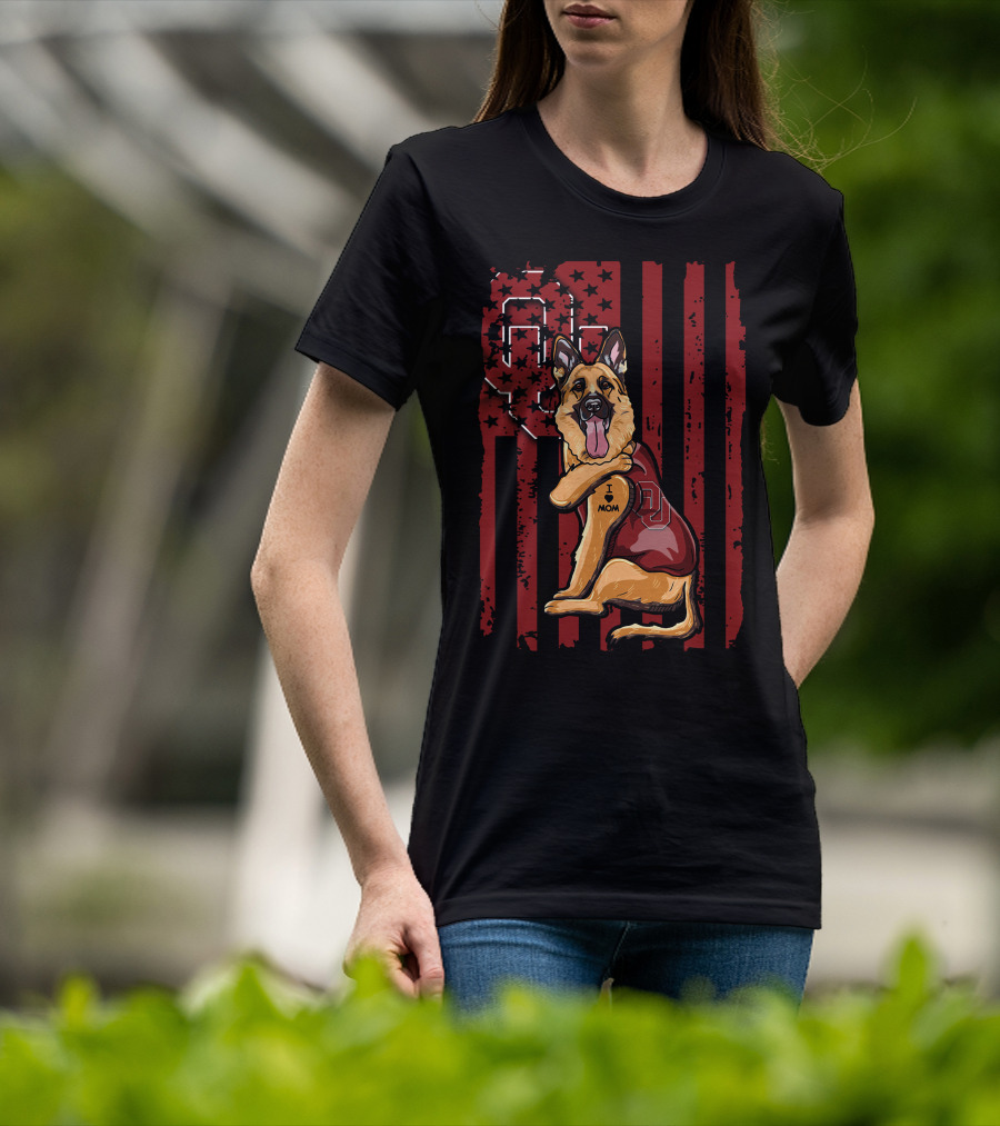 German Shepherd OU Oklahoma Sooners Vintage Flag Tattoo T-Shirt