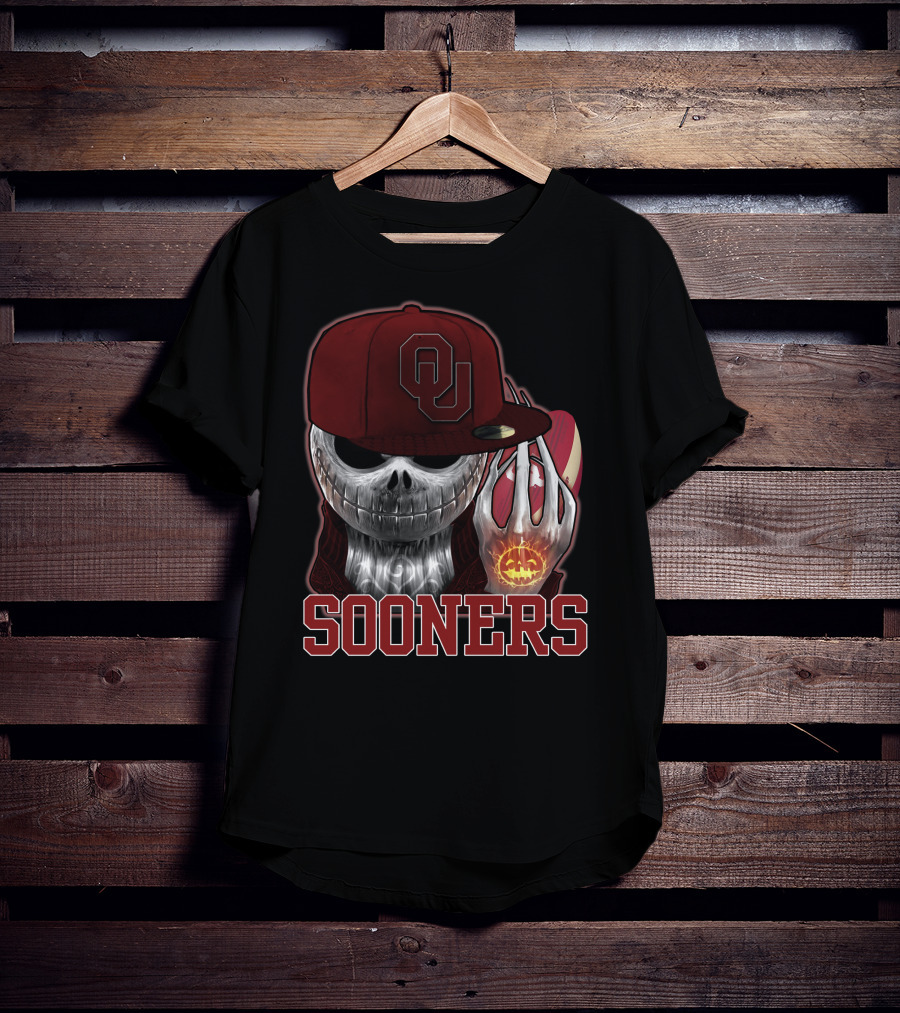 Jackskull Oklahoma Sooners Halloween Skeleton Pumpkin T-Shirt