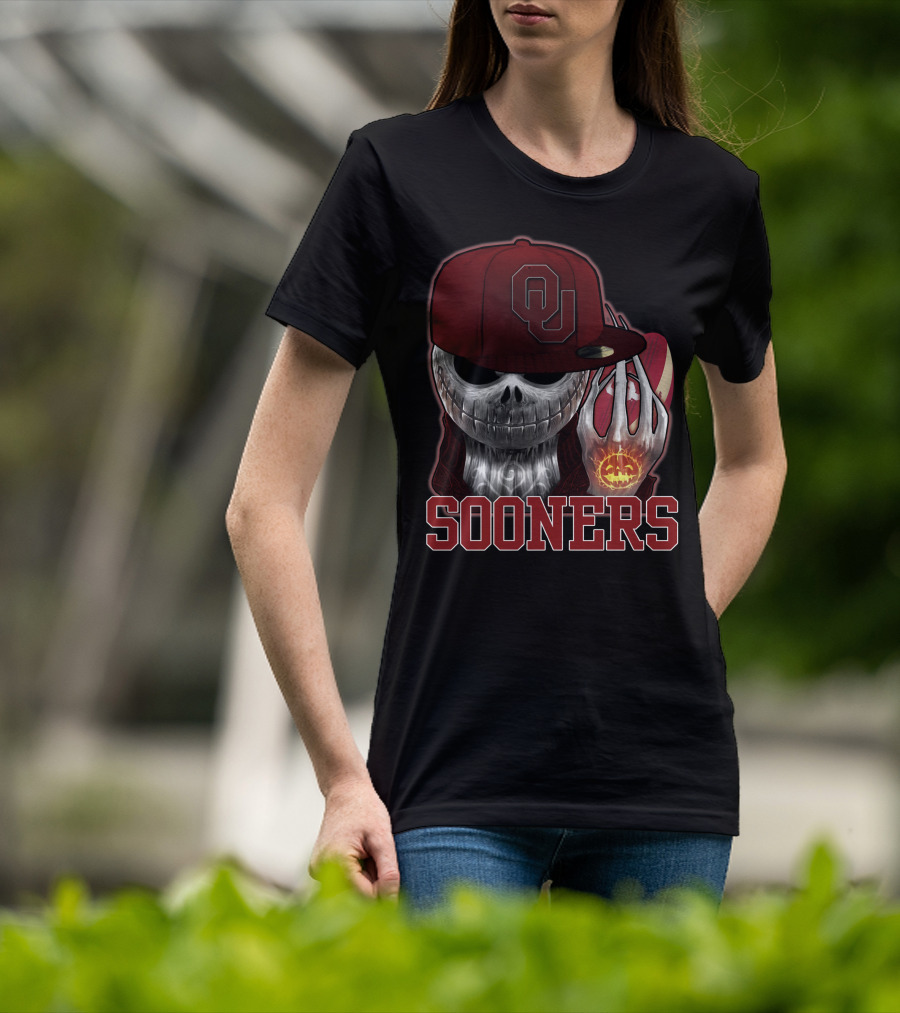 Jackskull Oklahoma Sooners Halloween Skeleton Pumpkin T-Shirt