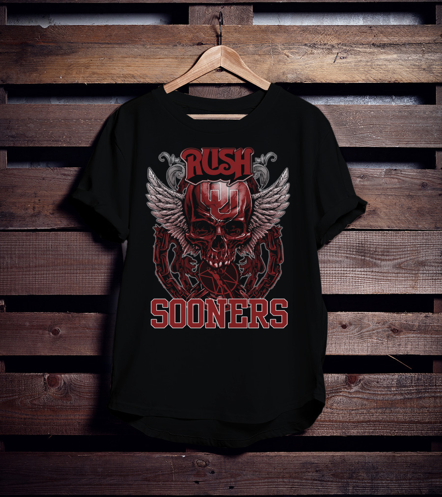 Rush Oklahoma Sooners Skull Wings T-Shirt