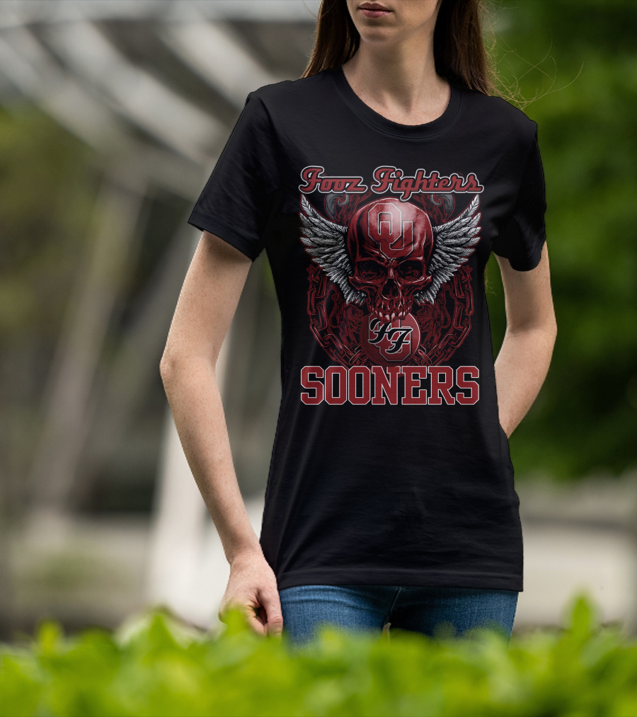 Foo Fighters OU Sooners Skull Wings T-Shirt