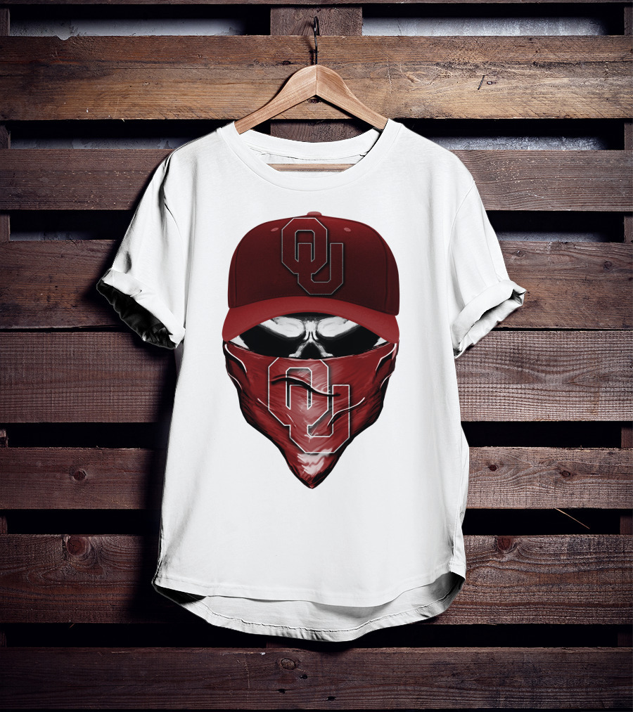 OU Skull Red Cap Bandana Oklahoma Sooners T-Shirt