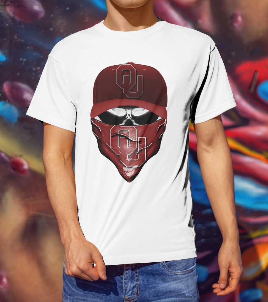 OU Skull Red Cap Bandana Oklahoma Sooners T-Shirt