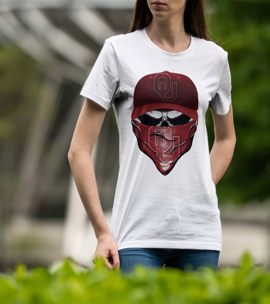 OU Skull Red Cap Bandana Oklahoma Sooners T-Shirt