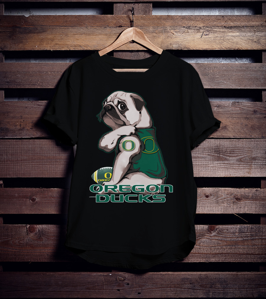 Pug Wearing Oregon Ducks Football Jersey T-Shirt
