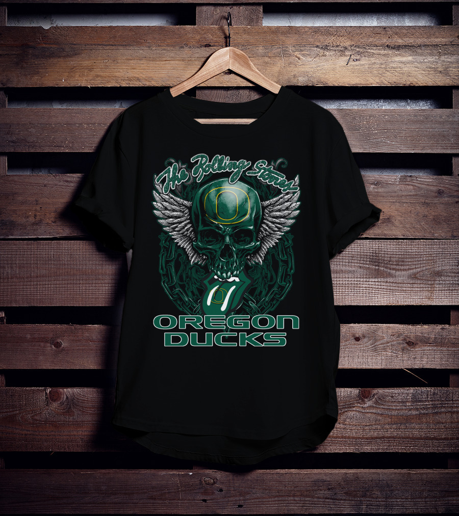 The Rolling Stones Oregon Ducks Winged Skull T-Shirt