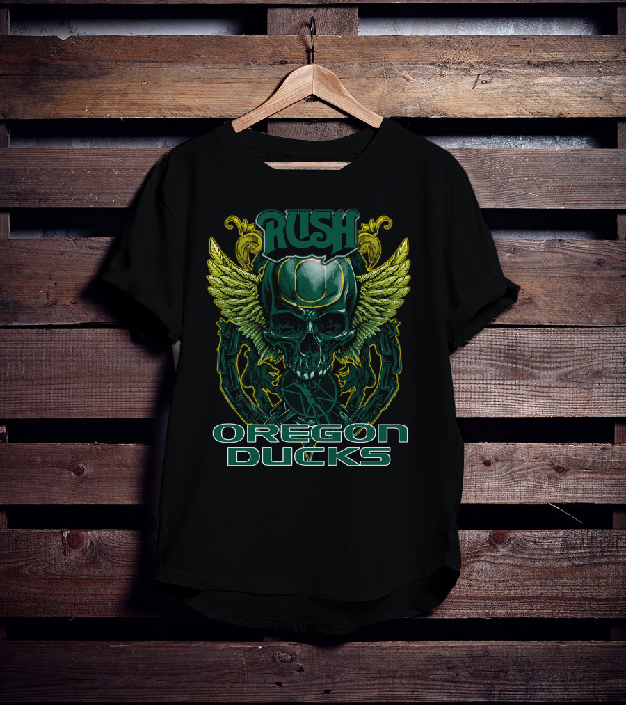 Rush Oregon Ducks Winged Skull Emblem T-Shirt