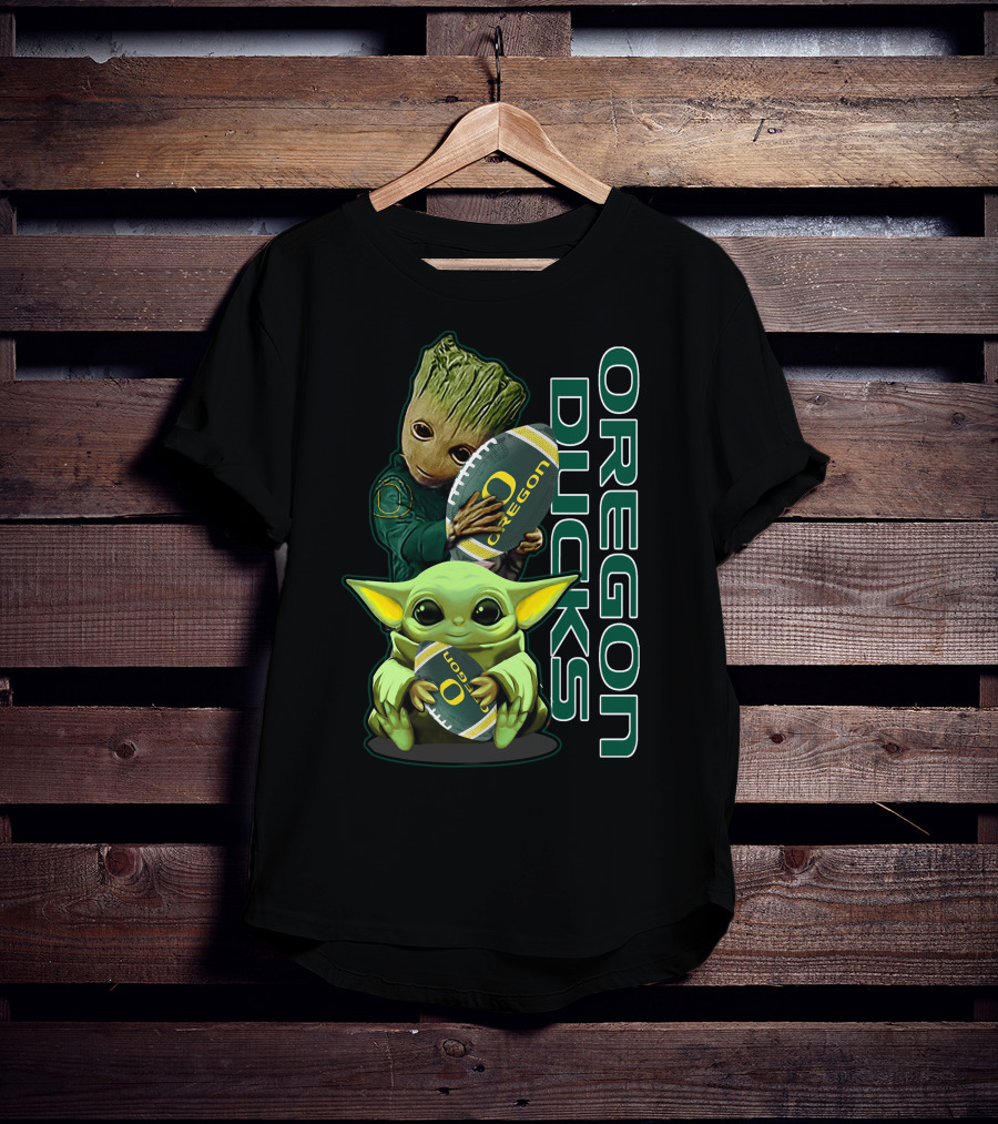 Groot Baby Yoda Oregon Ducks Football T-Shirt