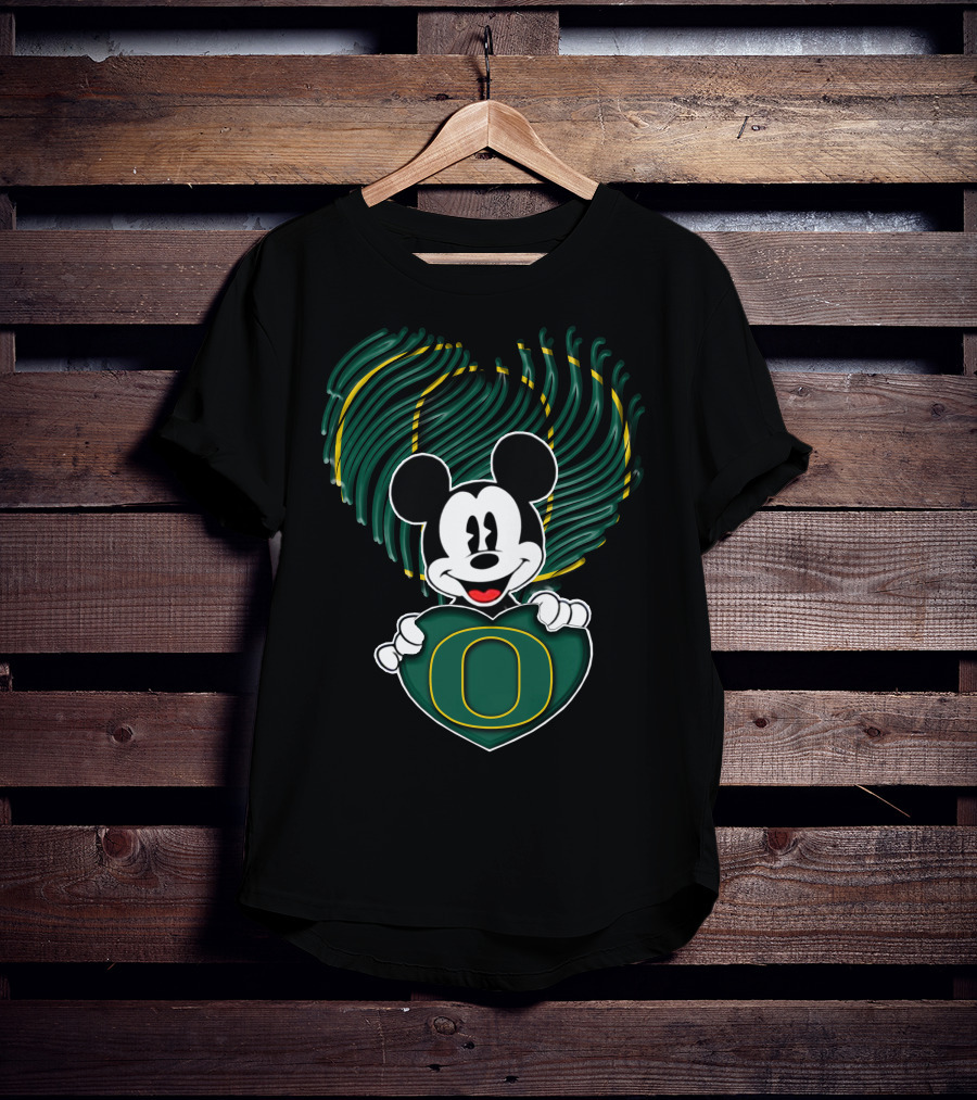Mick Oregon Ducks Fingerprint Heart T-Shirt