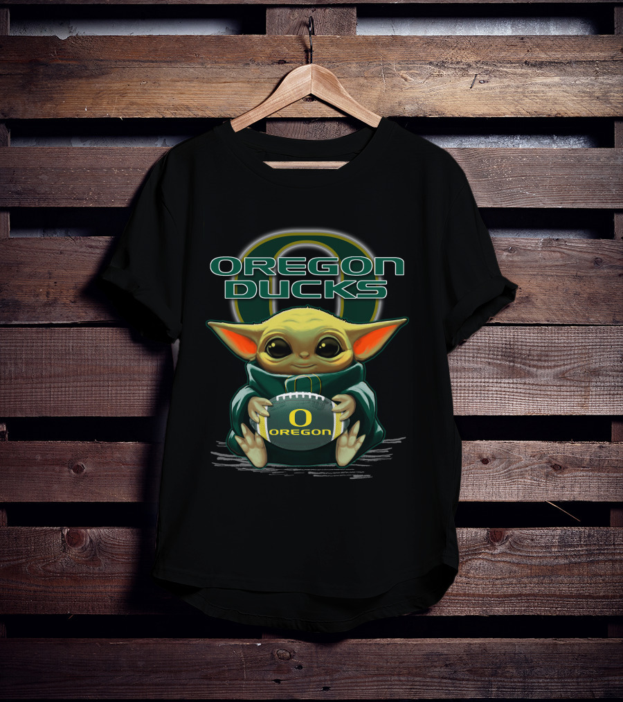 Oregon Ducks Baby Yoda Football T-Shirt