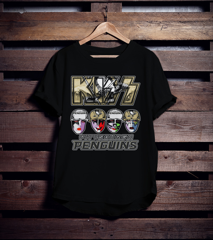 Kiss Pittsburgh Penguins Face Paint Hockey Collaboration T-Shirt