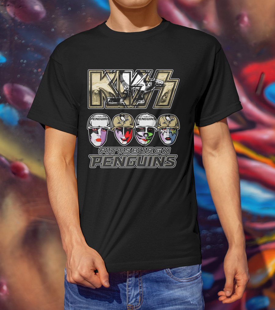 Kiss Pittsburgh Penguins Face Paint Hockey Collaboration T-Shirt