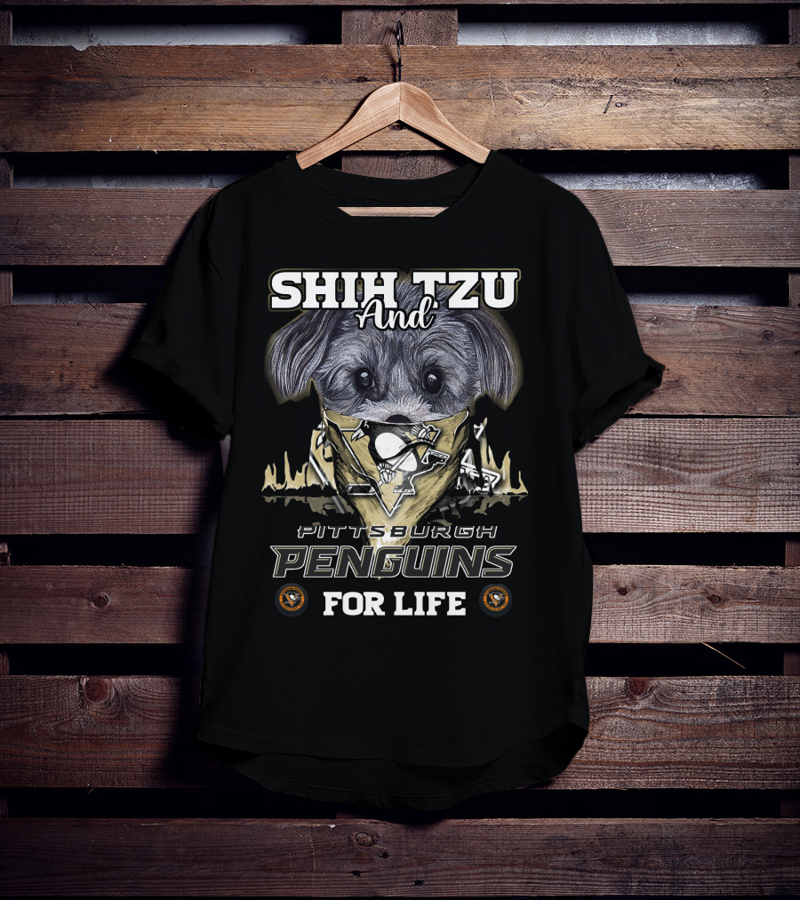 Shih Tzu And Pittsburgh Penguins For Life T-Shirt