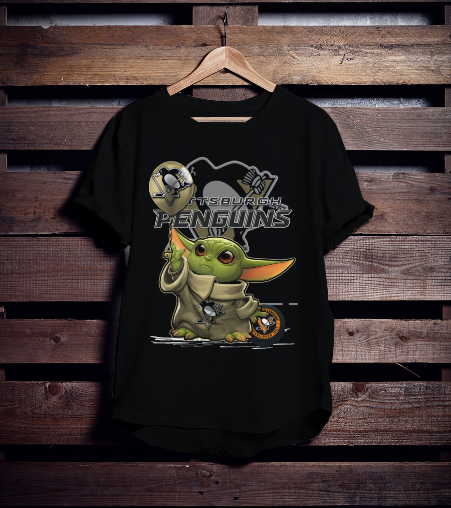 Yoda Pittsburgh Penguins Hockey Force Baby Alien T-Shirt