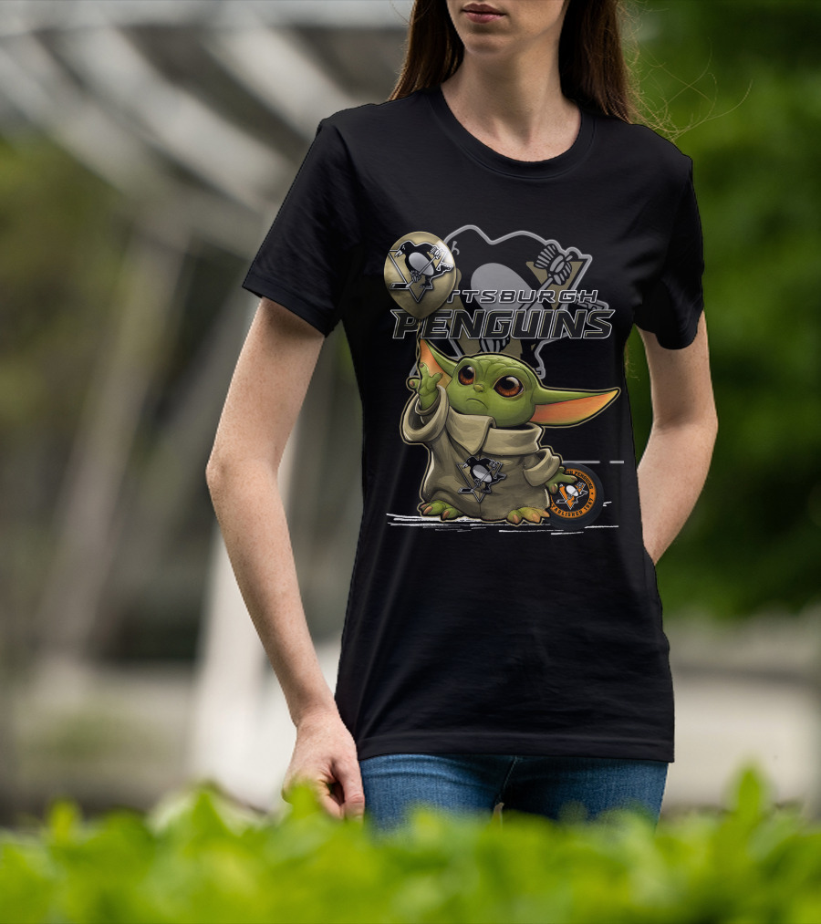 Yoda Pittsburgh Penguins Hockey Force Baby Alien T-Shirt