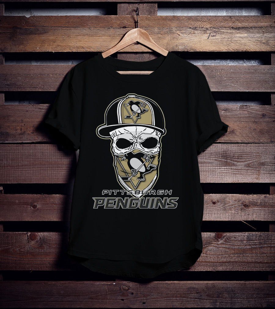 Pittsburgh Penguins Skull With Hat T-Shirt