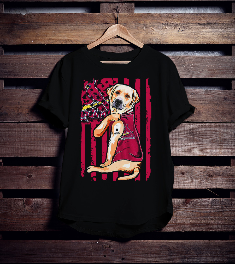 Labrador Retriever I Love Mom St. Louis Cardinals T-Shirt