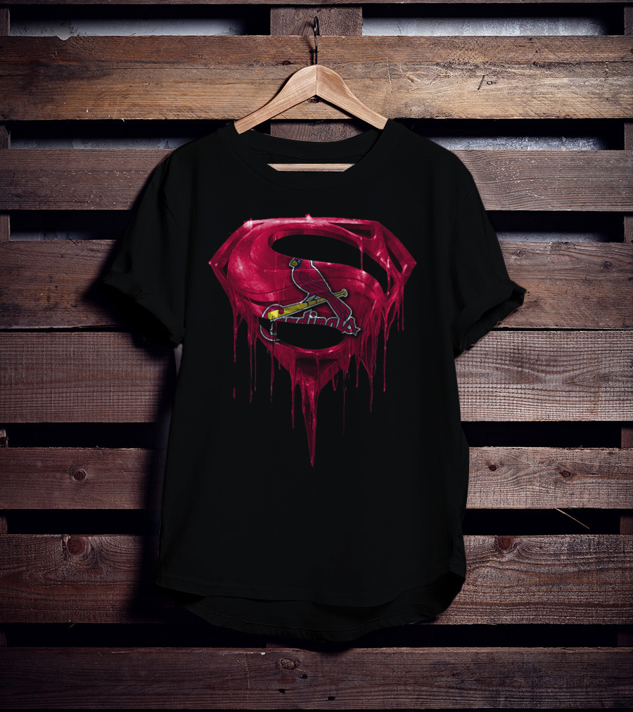 Superman Logo St. Louis Cardinals Fusion Dripping Effect T-Shirt