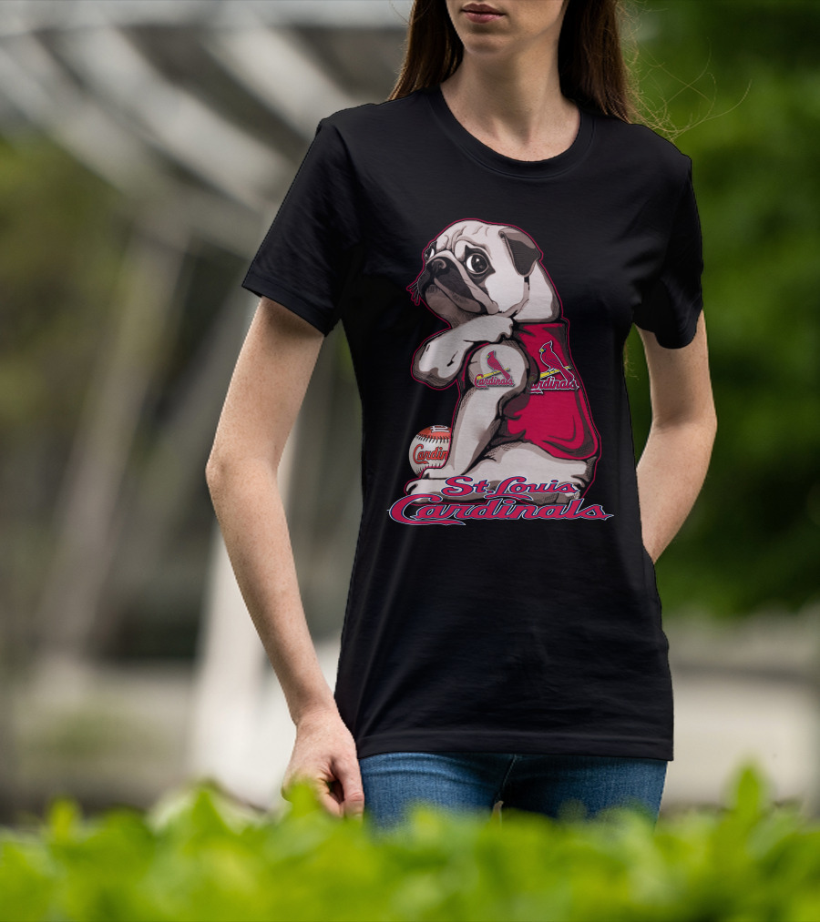 St. Louis Cardinals Pug With Baseball T-Shirt