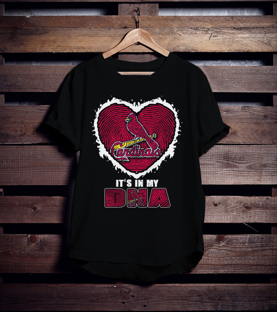 It's In My DNA Cardinals Heart Fingerprint T-Shirt