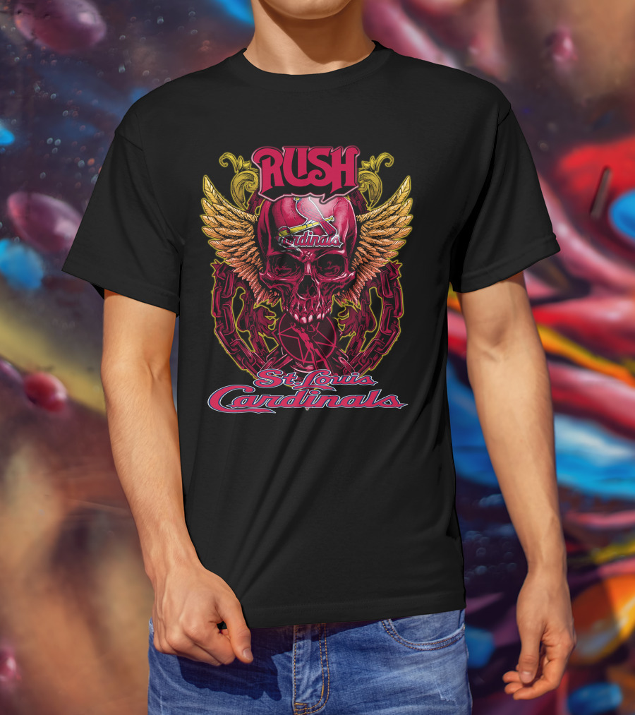 Rush St. Louis Cardinals Skull Wings Chain T-Shirt