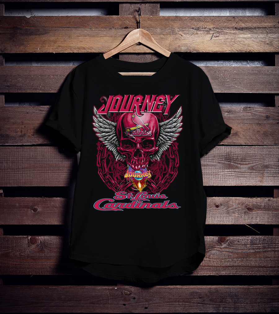 Journey St. Louis Cardinals Skull Wings Flame T-Shirt