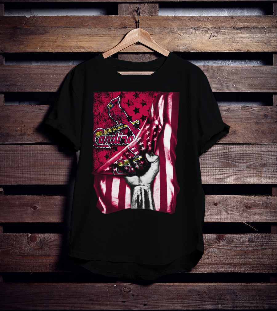 Flag St. Louis Cardinals Stars And Stripes Fist T-Shirt