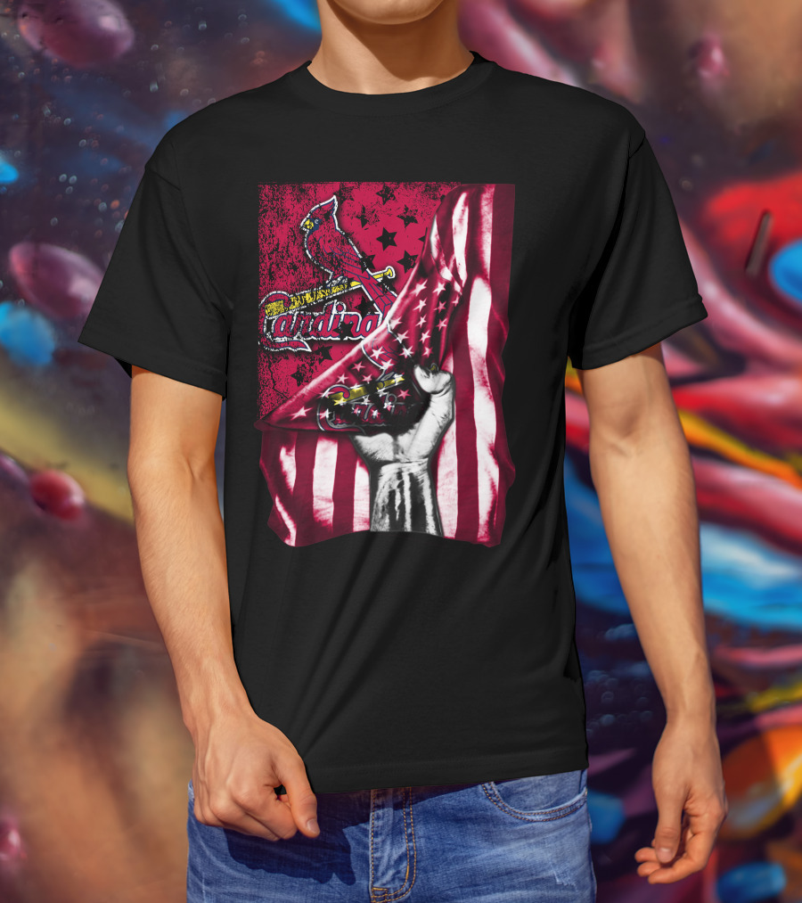 Flag St. Louis Cardinals Stars And Stripes Fist T-Shirt