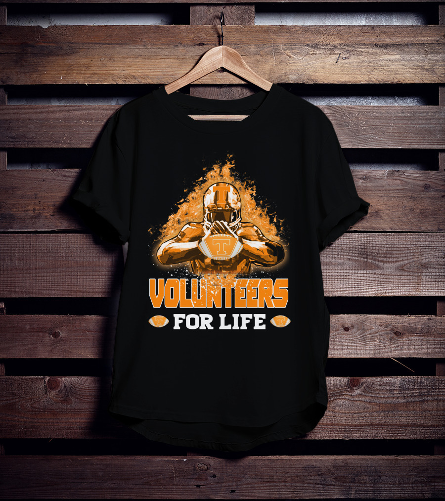 Volunteers For Life Tennessee Football Player Flames T-Shirt