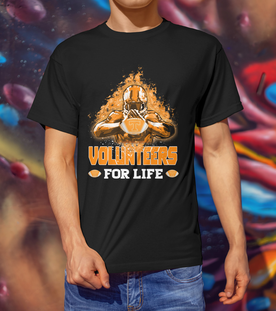 Volunteers For Life Tennessee Football Player Flames T-Shirt