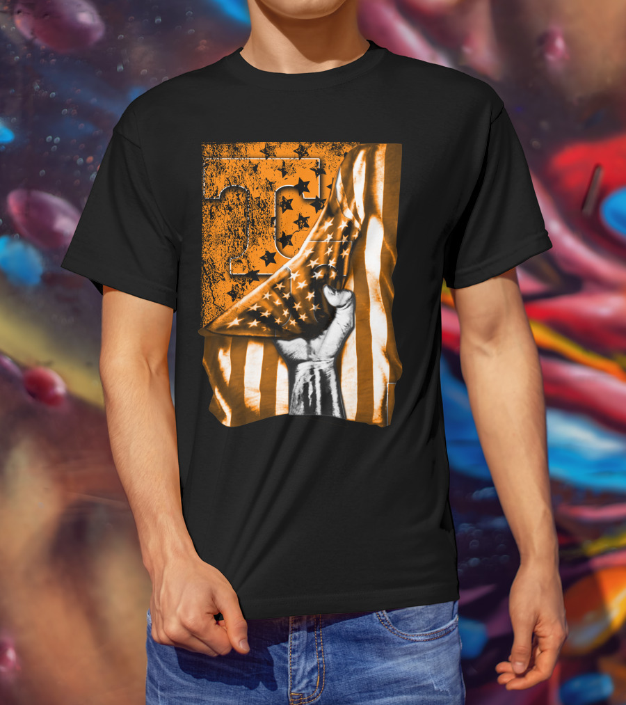 Tennessee Volunteers Flag Grunge Stars Stripes Fist Orange T T-Shirt