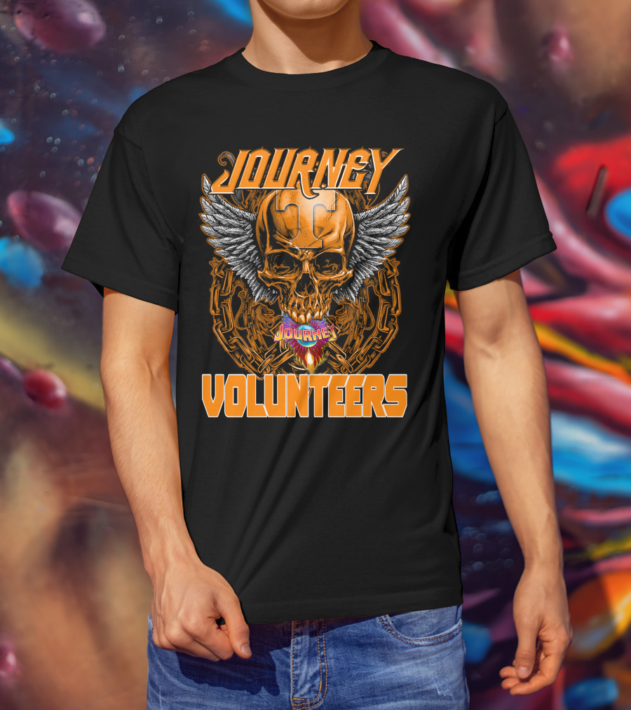 Journey Volunteers Winged Skull Chain Flame T-Shirt