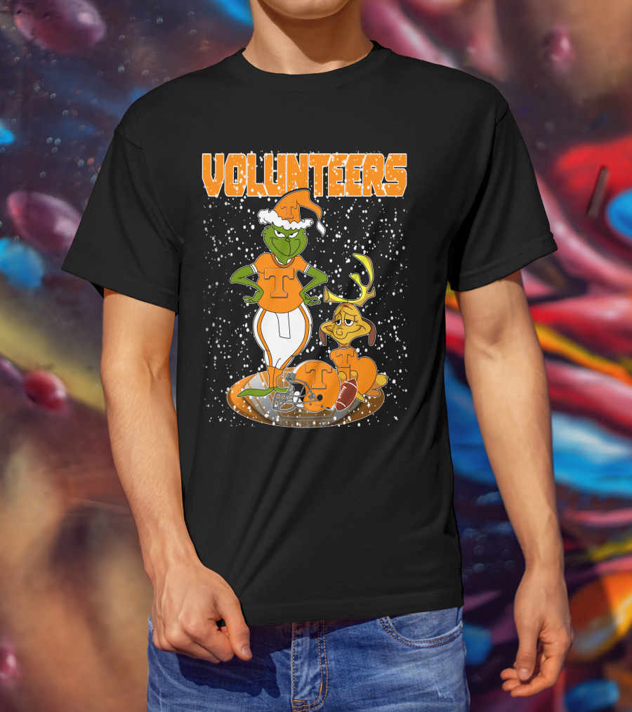 Grinch Tennessee Volunteers Christmas Football T-Shirt