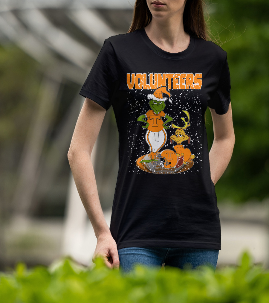 Grinch Tennessee Volunteers Christmas Football T-Shirt