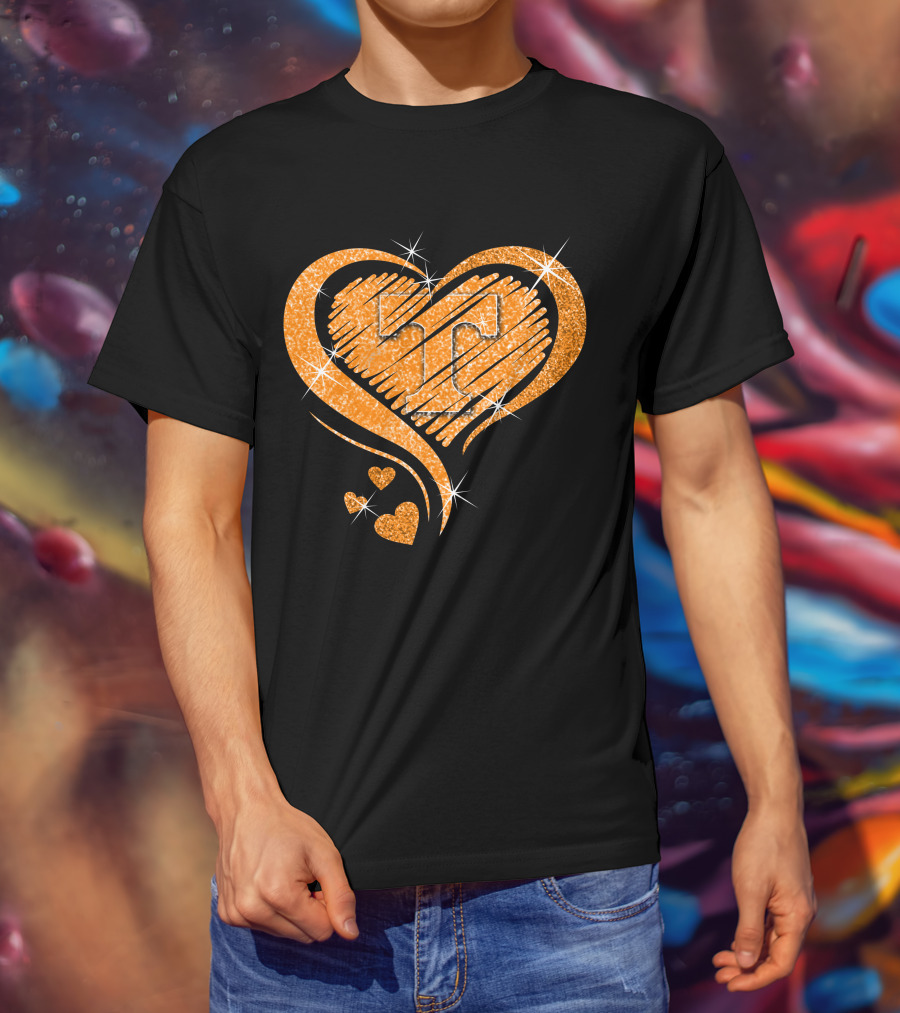 Heart Diamond Glitter Tennessee Volunteers T-Shirt