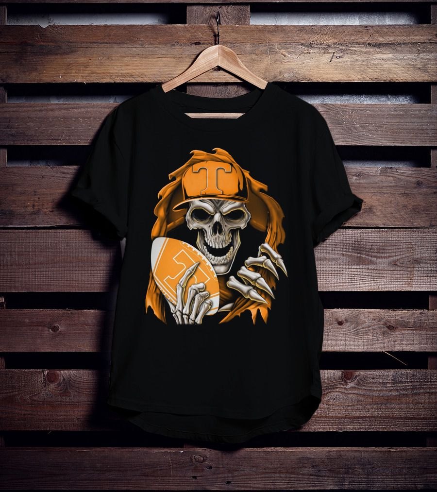 Skullbong Tennessee Volunteers Skeleton Football Orange Hat T-Shirt