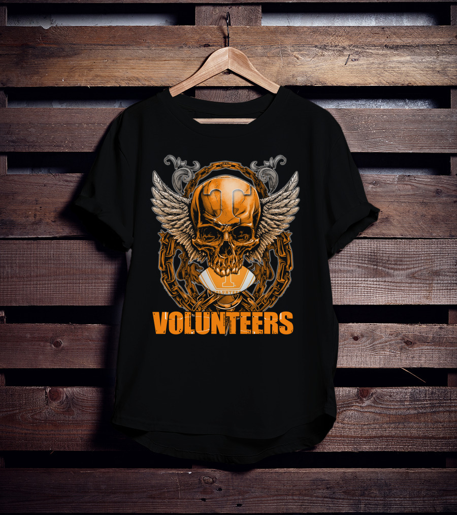 Winged Skull Tennessee Volunteers Football Orange Chains T-Shirt