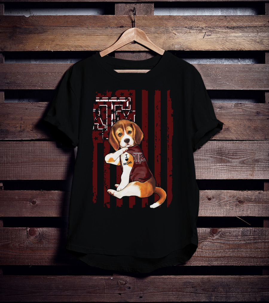 Texas A&M Aggies Beagle I Love Mom T-Shirt