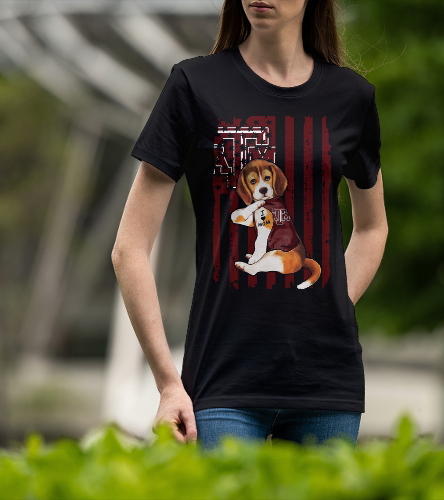 Texas A&M Aggies Beagle I Love Mom T-Shirt