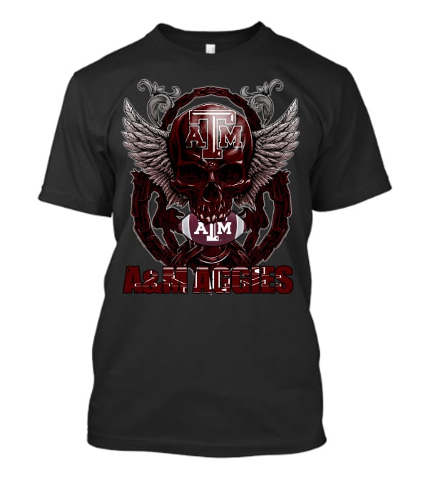 Skullfb A&M Aggies Football Skull Wings T-Shirt