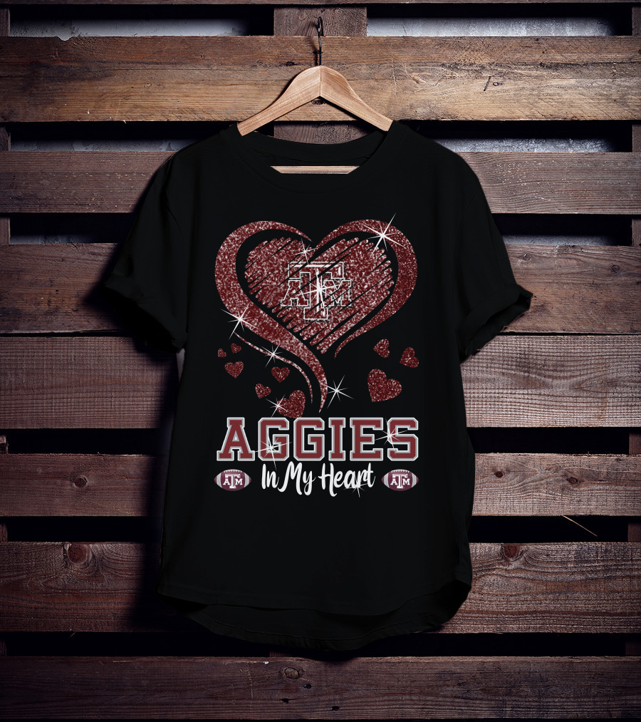 Aggies In My Heart Texas A&M Football Sparkling T-Shirt