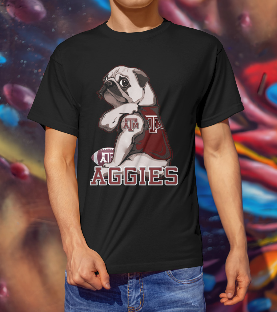 Pug Texas A&M Aggies Football Team Mascot T-Shirt