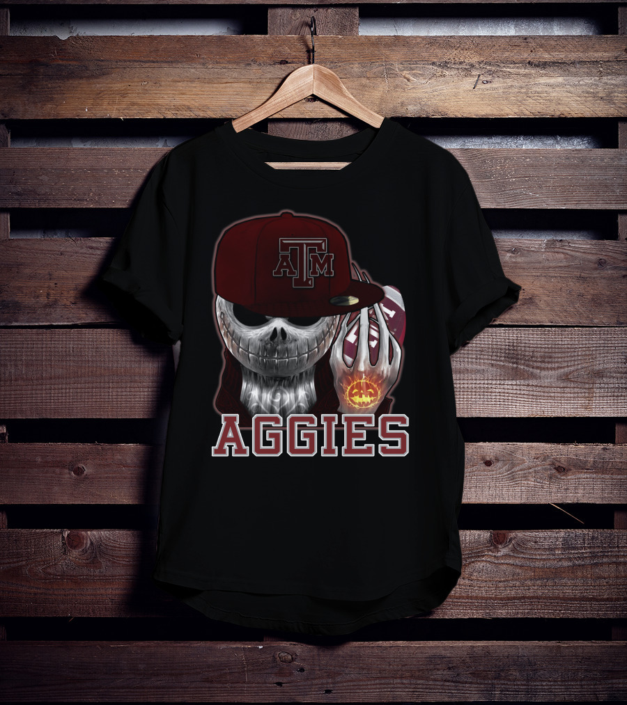 Jackskull Texas A&M Aggies Halloween Football T-Shirt
