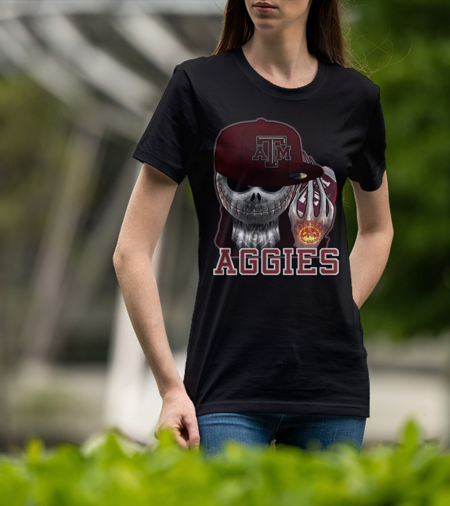 Jackskull Texas A&M Aggies Halloween Football T-Shirt
