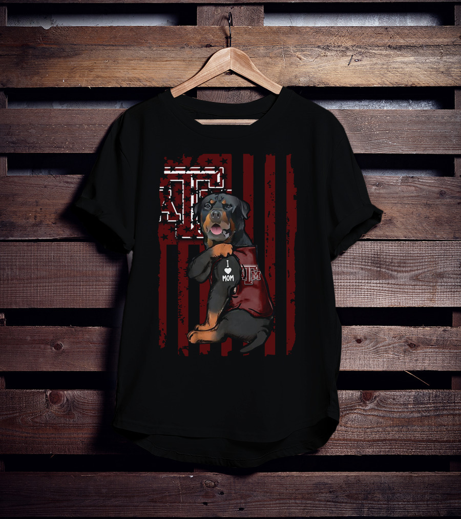 Rottweiler Texas A&M Aggies I Love Mom T-Shirt
