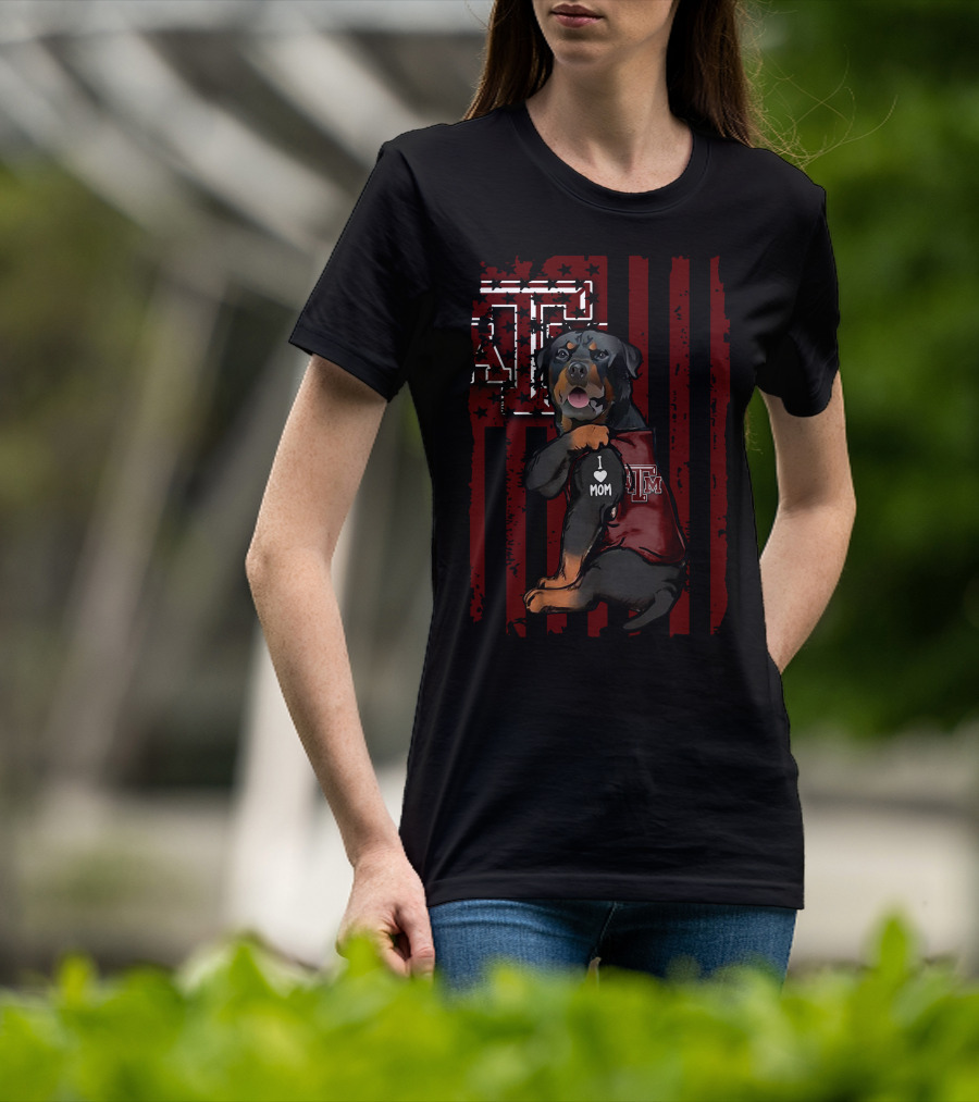 Rottweiler Texas A&M Aggies I Love Mom T-Shirt