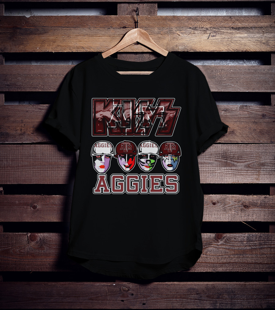Kiss Texas A&M Aggies Face Paint And Caps T-Shirt