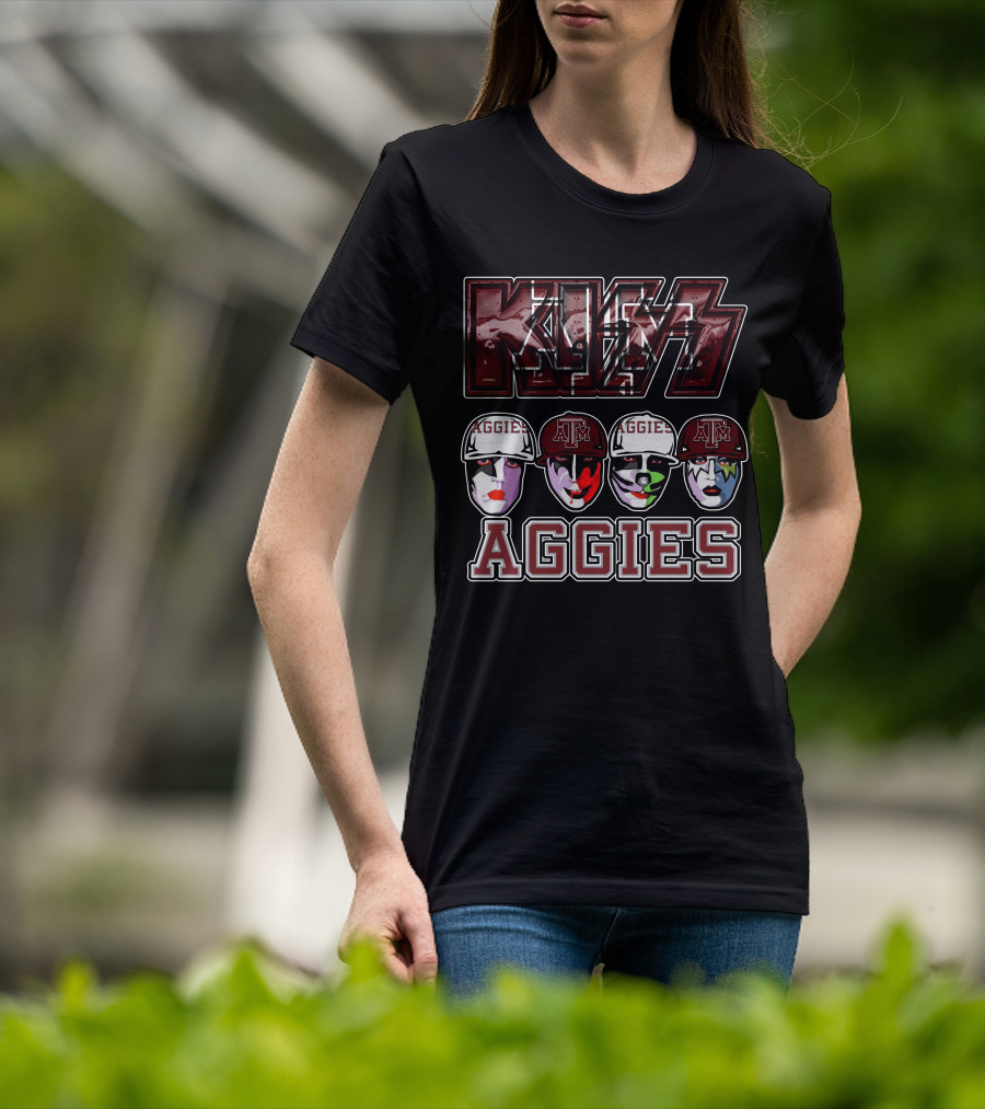 Kiss Texas A&M Aggies Face Paint And Caps T-Shirt