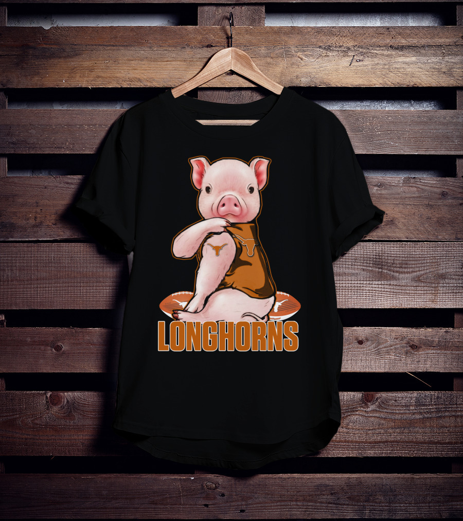 Pig In Texas Longhorns Jersey With Footballs T-Shirt