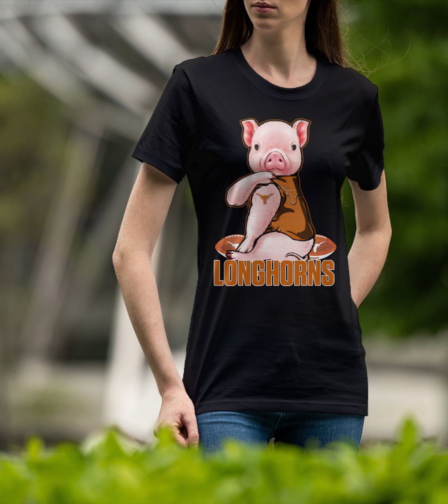 Pig In Texas Longhorns Jersey With Footballs T-Shirt